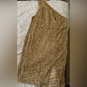 Gold Sequin One-Shoulder Dress